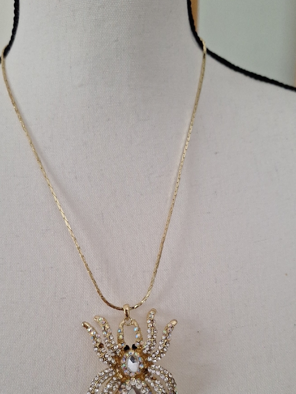Gold Crystal Spider Pendant Necklace - Women's Jewelry